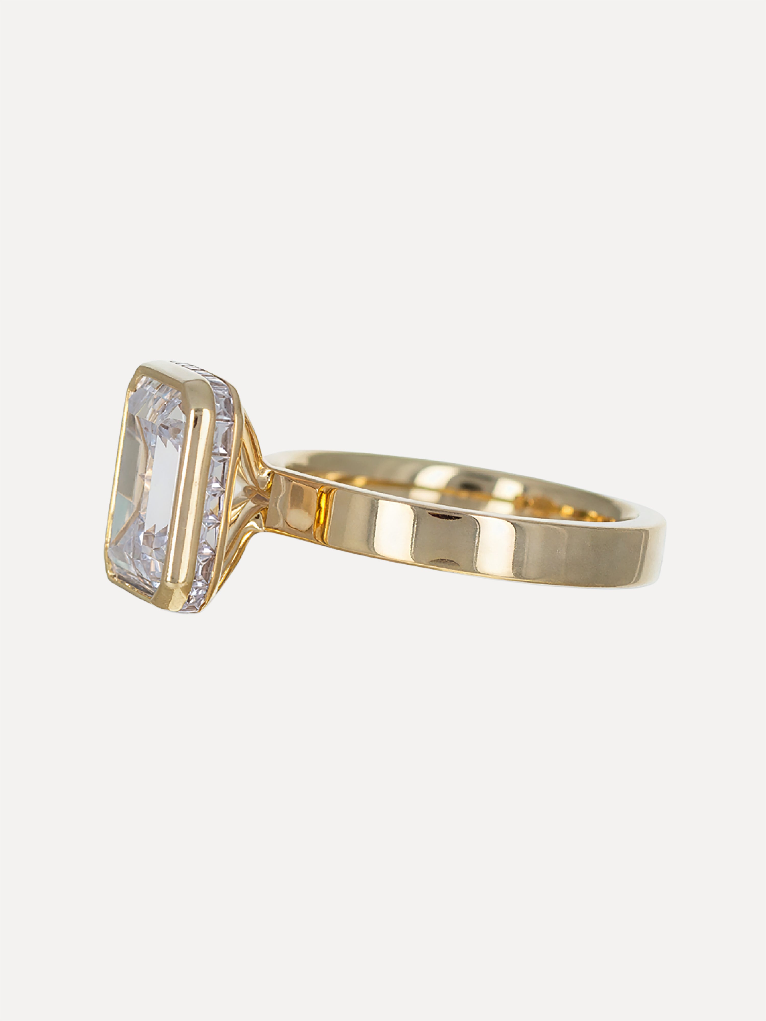 18K Hidden Halo Emerald-Cut Diamond Engagement Ring