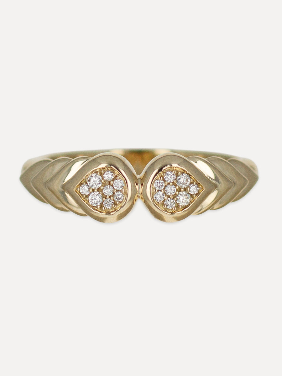 14K Diamond Cascade Shell Ring