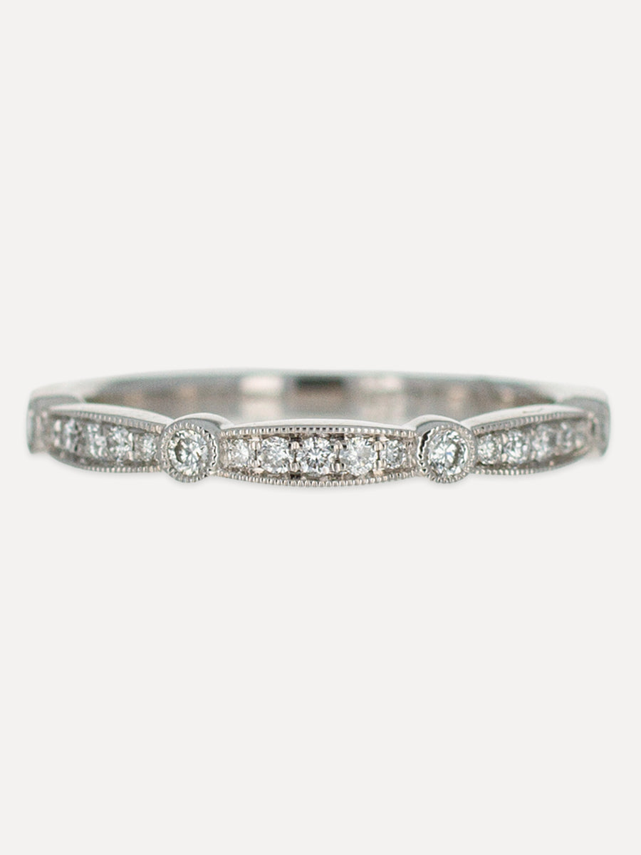 14K Chateau Diamond Stackable Milgrain Band