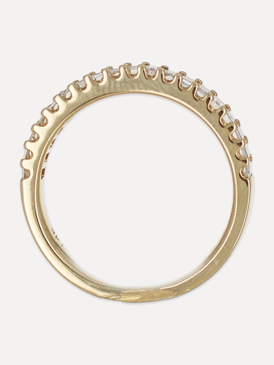 14K Column Baguette Diamond Halfway-Set Band