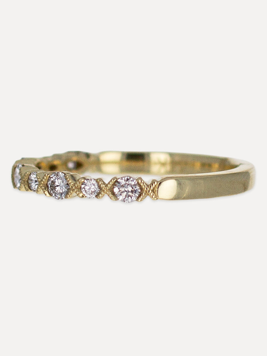 14K Criss-Cross Diamond Stackable Band