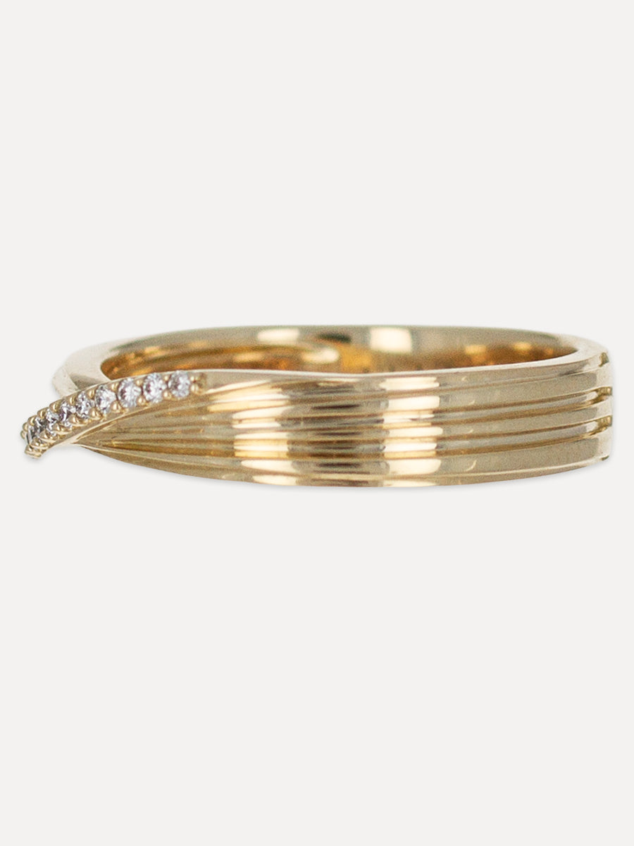 14K Fine Line Crossover Diamond Band