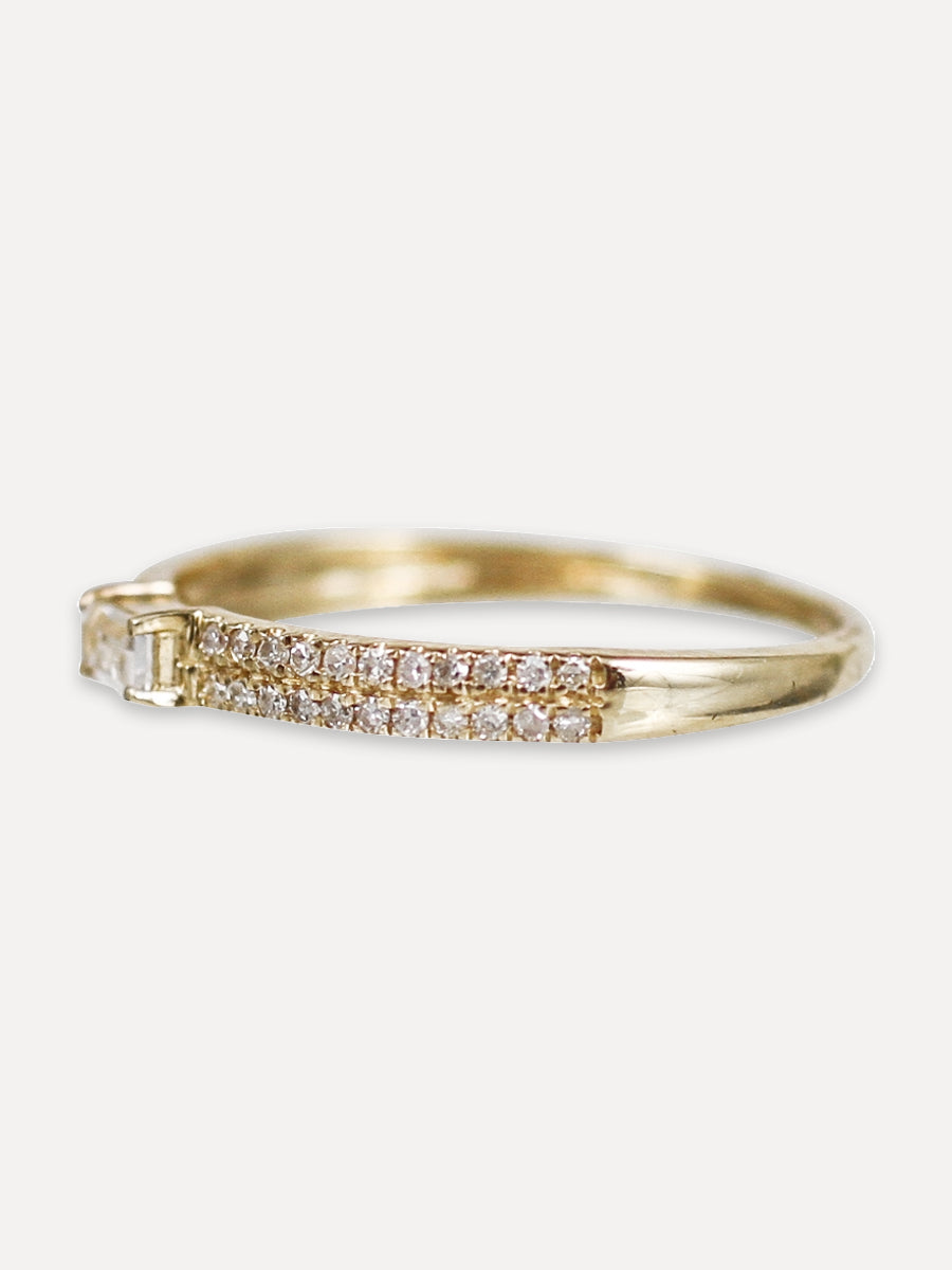 14K Pavé Diamond & Baguette Gemstone Stacking Band
