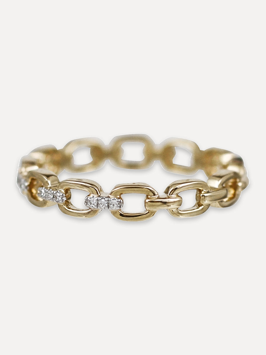 14K Diamond Anchor Chain Link Ring