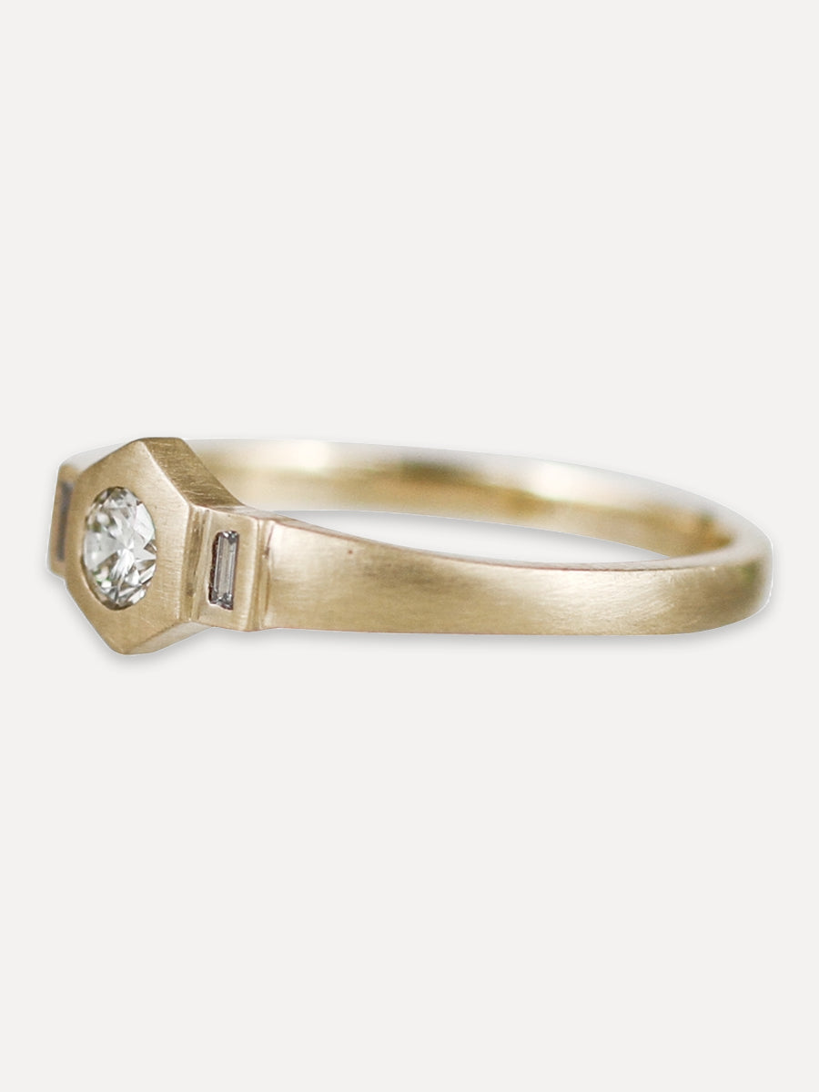 14K Diamond Trio Signet Ring