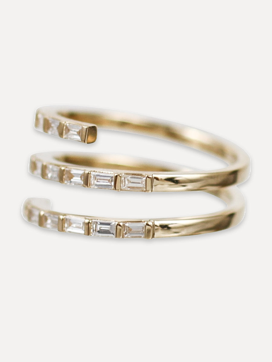 14K Baguette Diamond Coil Ring