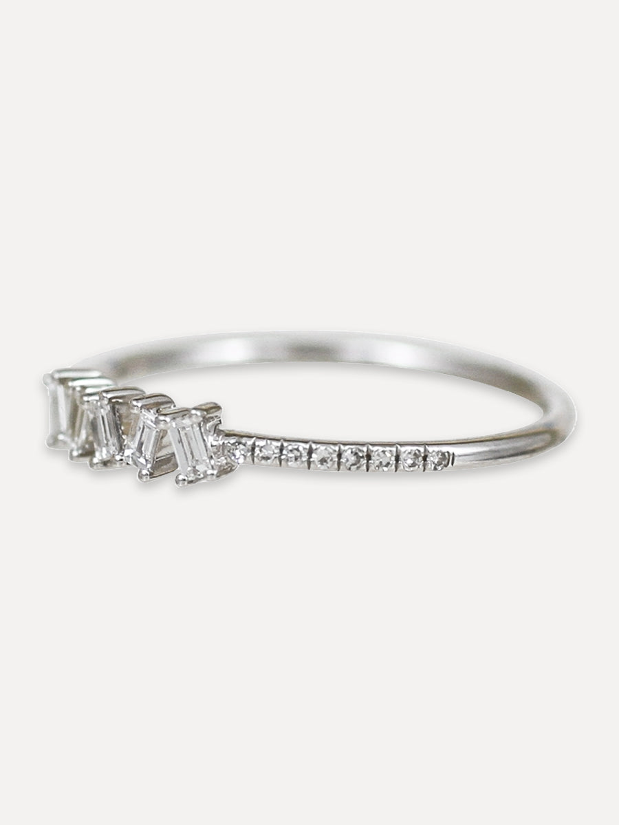 14K Stacked Baguette Ring - Diamond