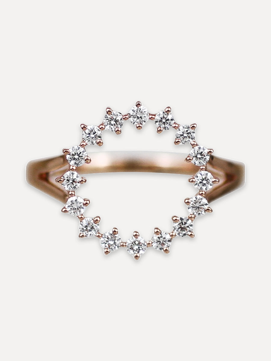 14K Diamond Open Circle Ring