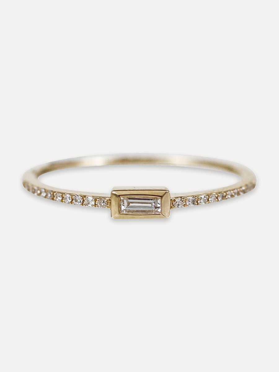 14K Petite Baguette Stacking Band - Diamond