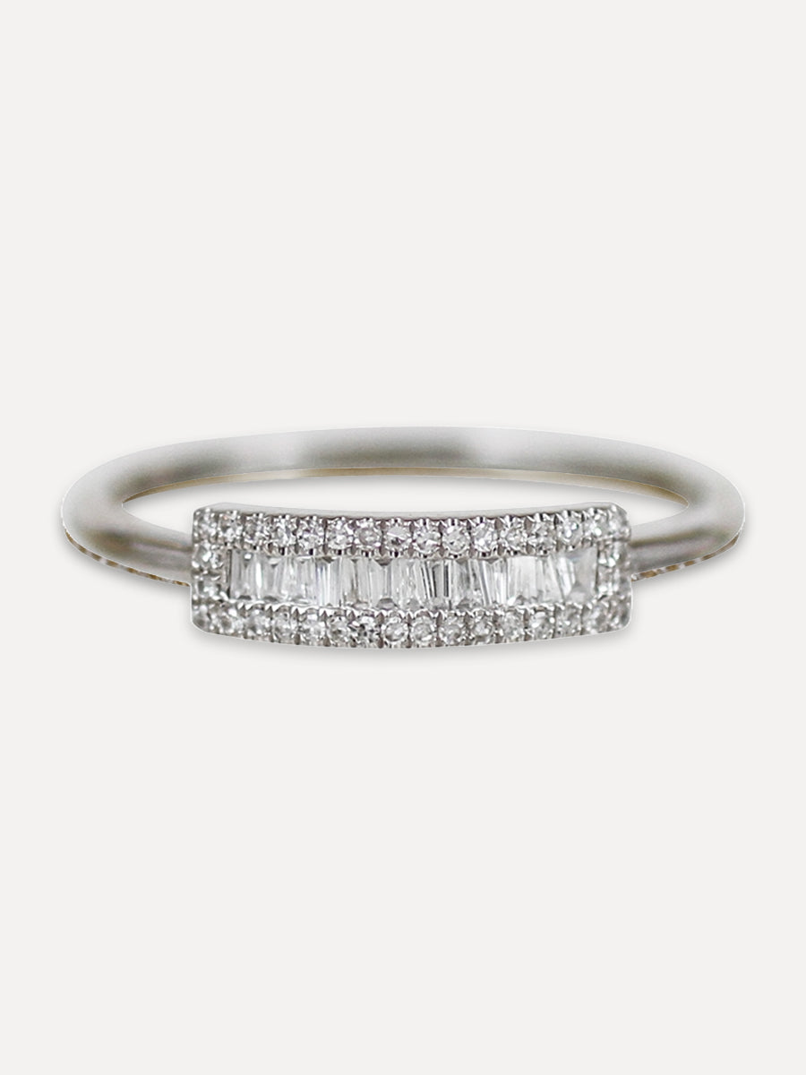 14K Studded Rectangle Ring - Diamond