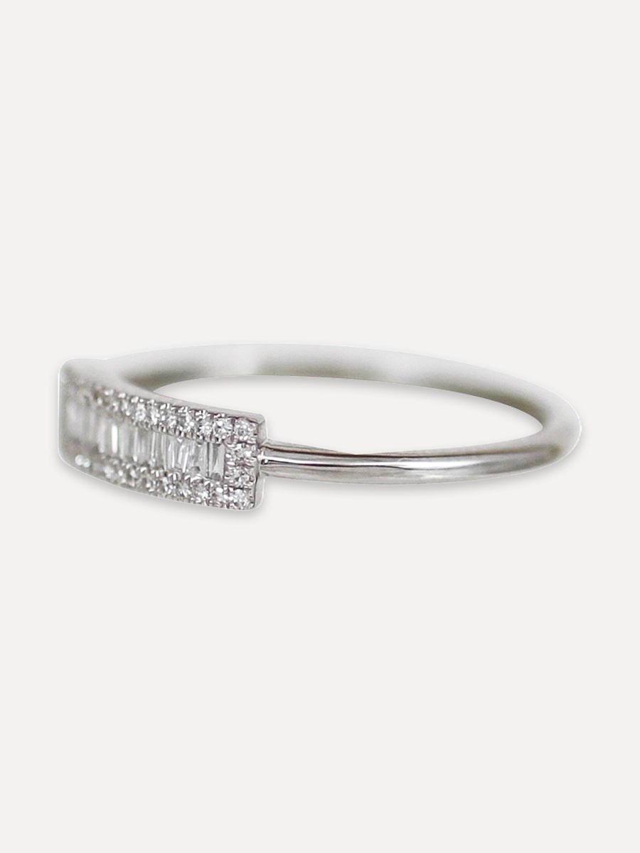 14K Studded Rectangle Ring - Diamond