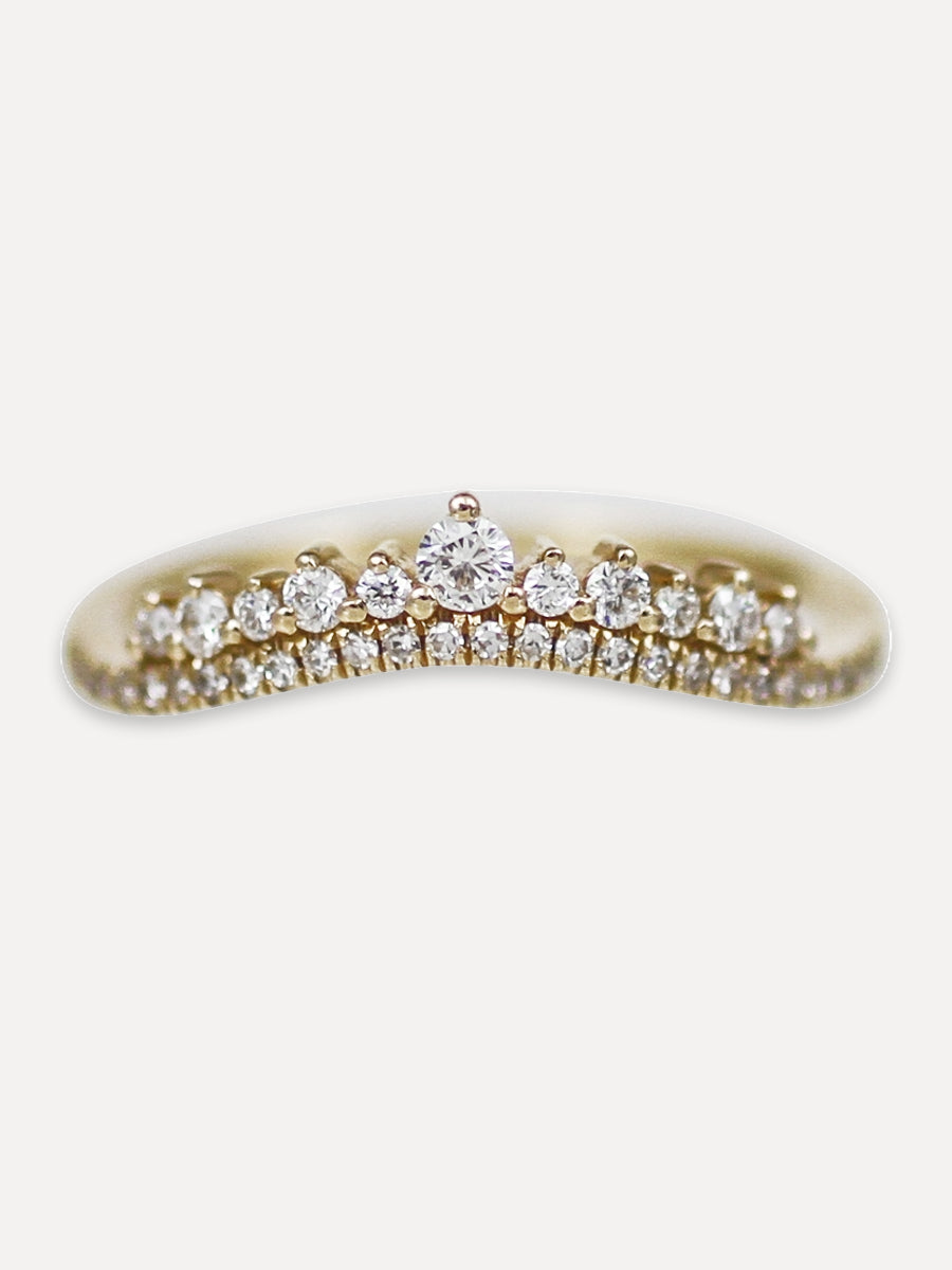 14K Diamond Tiara Contour Band