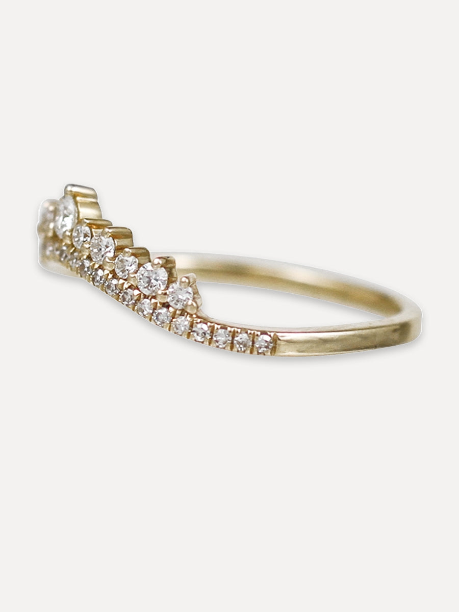 14K Diamond Tiara Contour Band