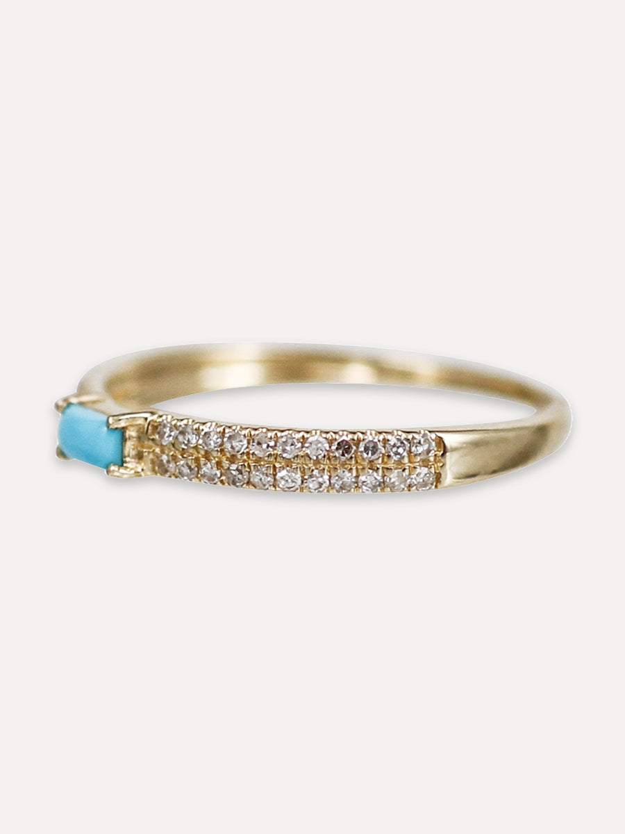 14K Pavé Diamond & Baguette Gemstone Stacking Band