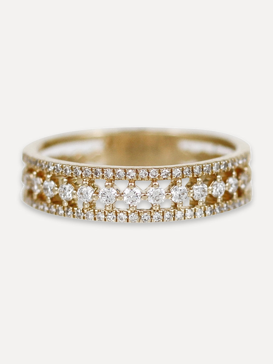 14K Diamond Triple Layered Band