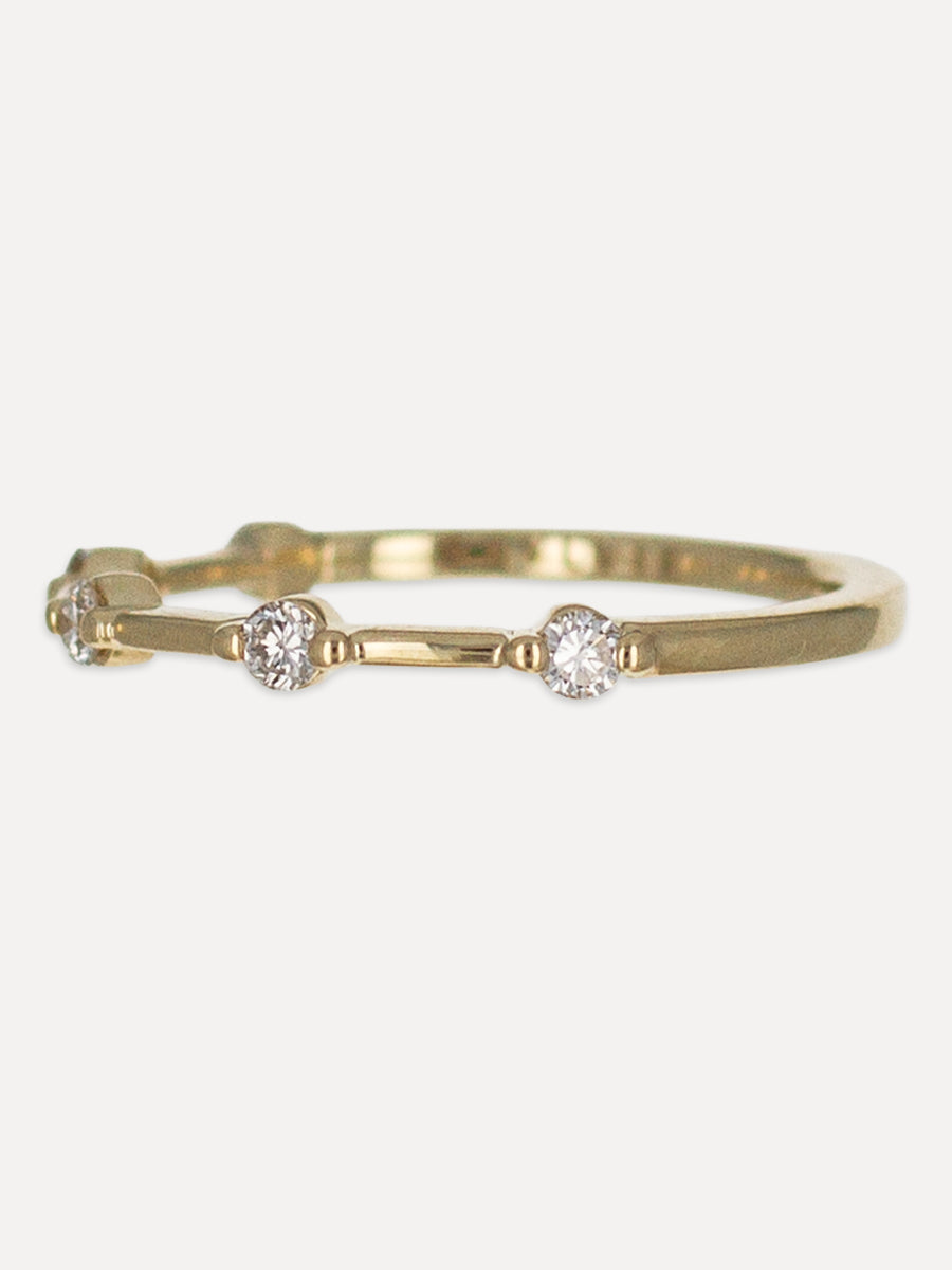 14K Five Station Thin Diamond Band