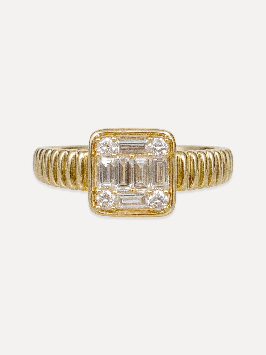 18K Baguette Diamond Mondrian Ring