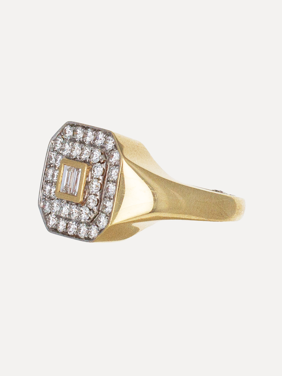 18K Diamond Geometric Double Halo Ring, angle view