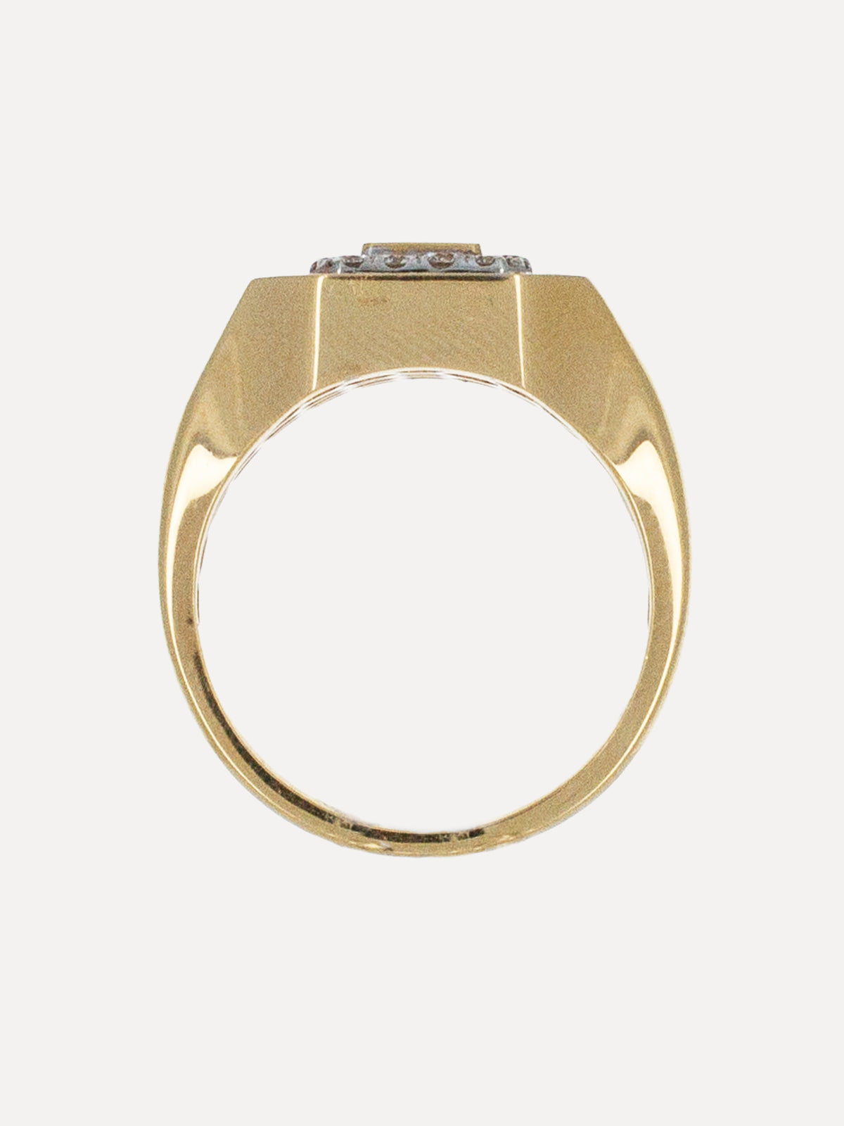 18K Diamond Geometric Double Halo Ring, side view