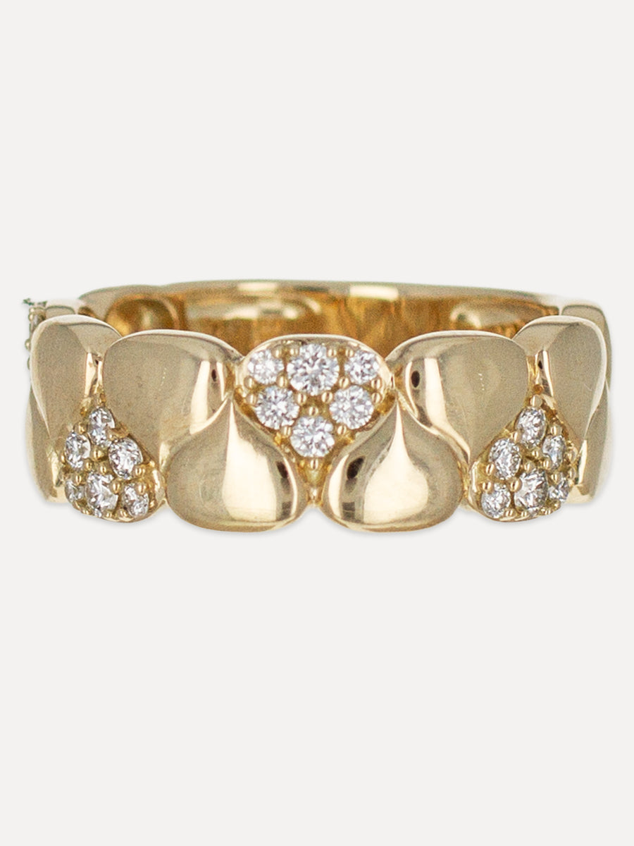 14K Honeycomb Shell Diamond Cigar Band