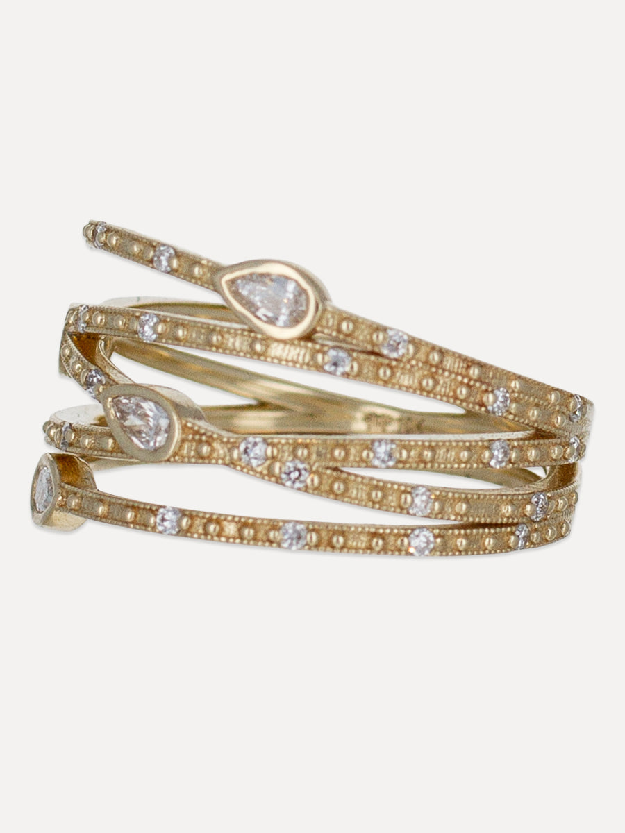 10K Woven Lattice Ring