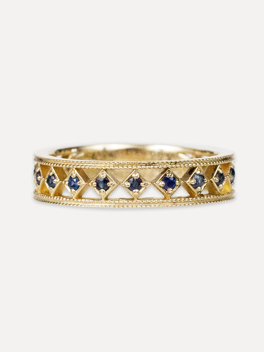 14K Blue Sapphire Matrix Band