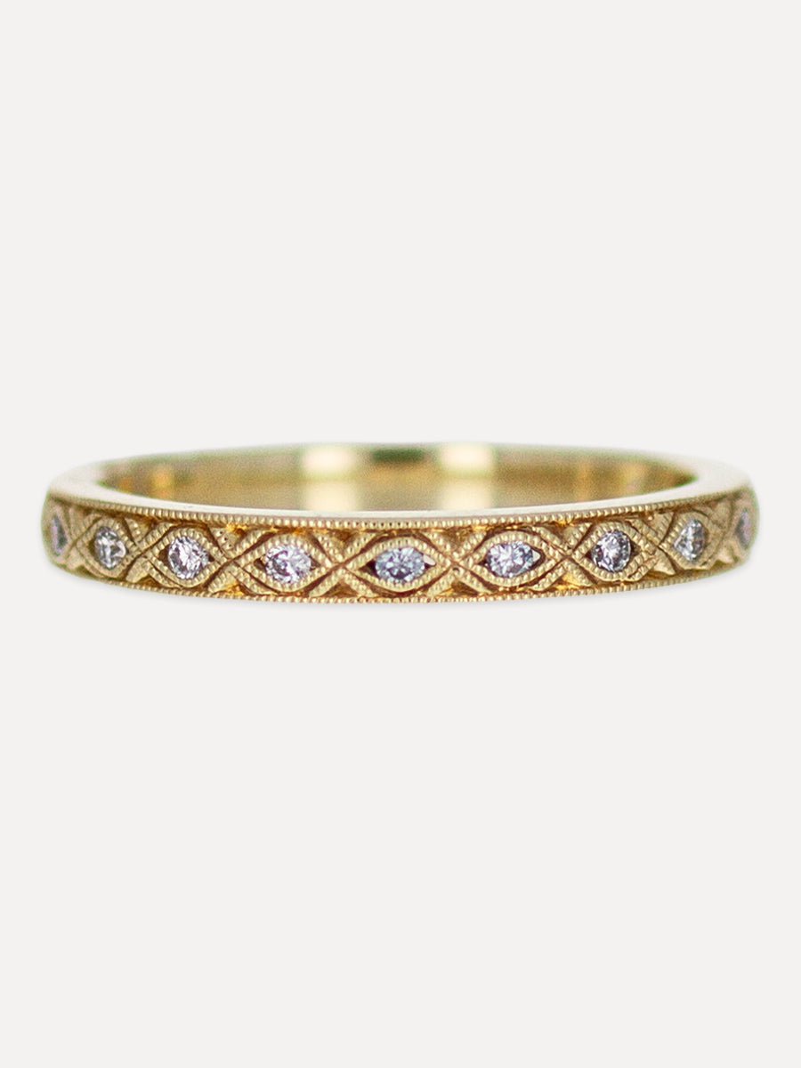 14K Vintage Texture Stackable Band