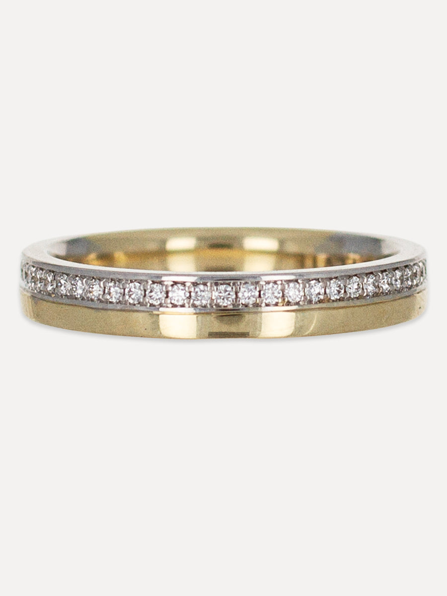 14K Modern Stacked Duo Diamond Band