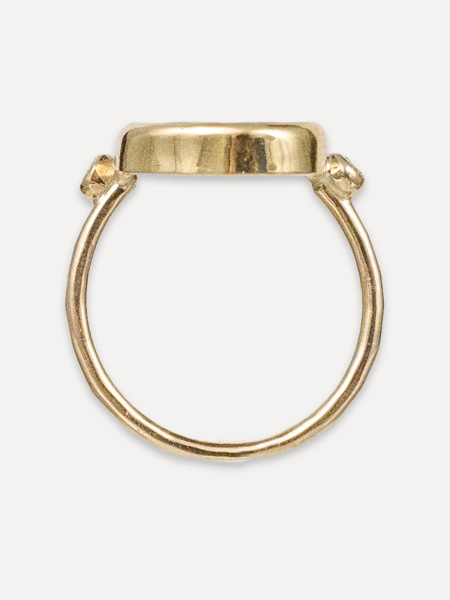 14K Rose Cut Opal & Diamond Ring