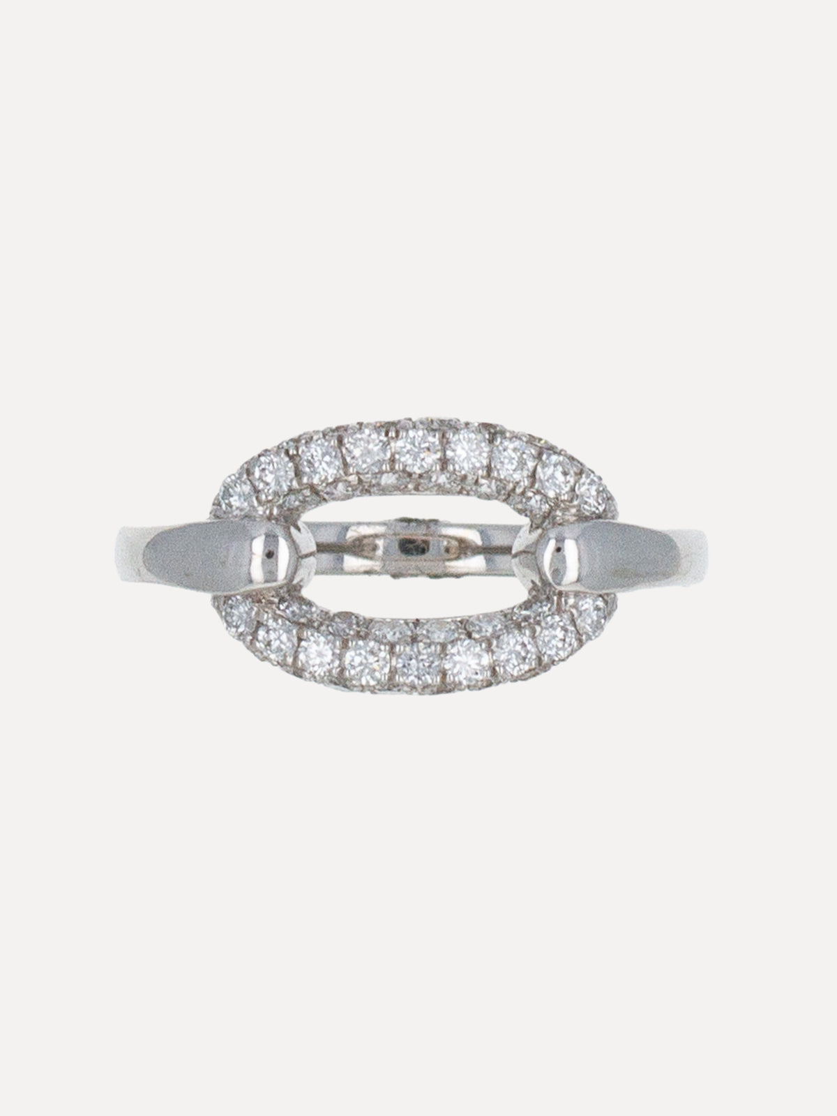 18K Diamond Open Oval Ring