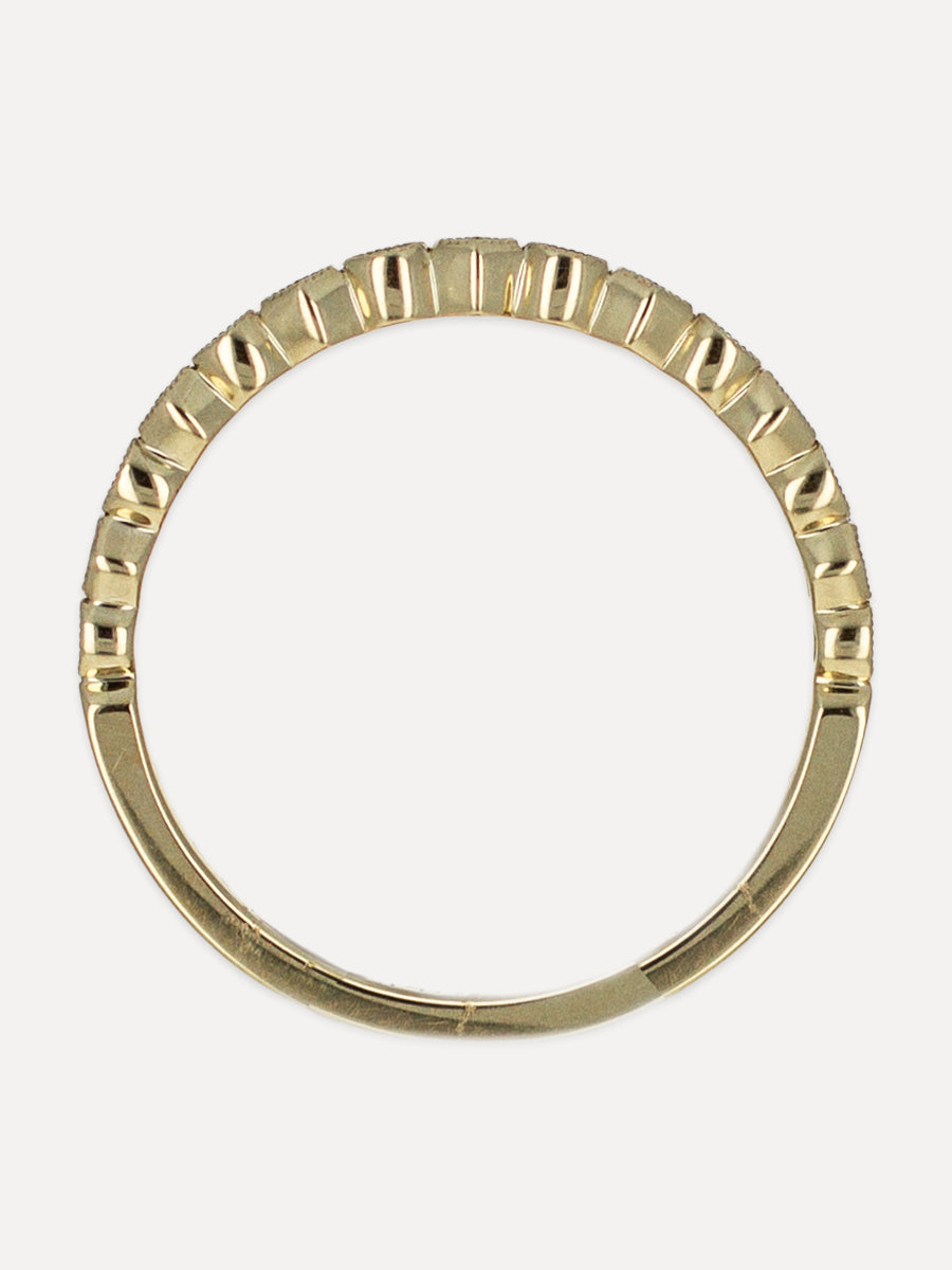 14K Petite Hexagon Diamond Milgrain Band