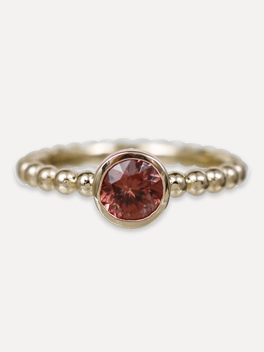 14K Beaded Zircon Stacking Band