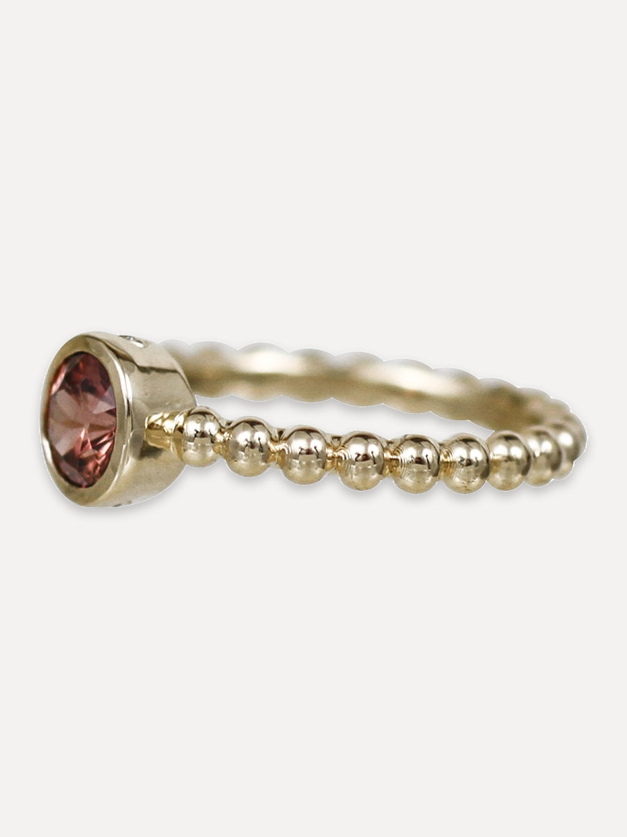 14K Beaded Zircon Stacking Band