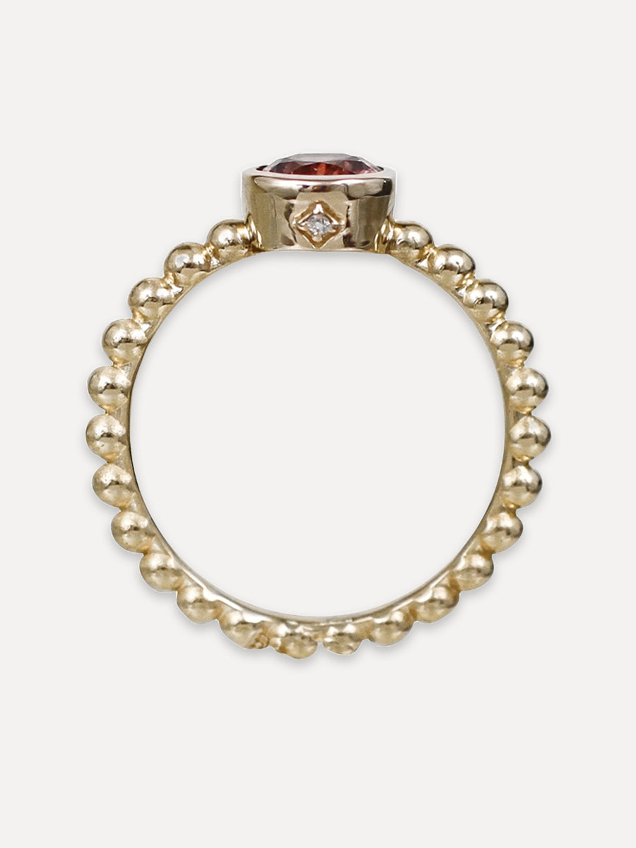 14K Beaded Zircon Stacking Band