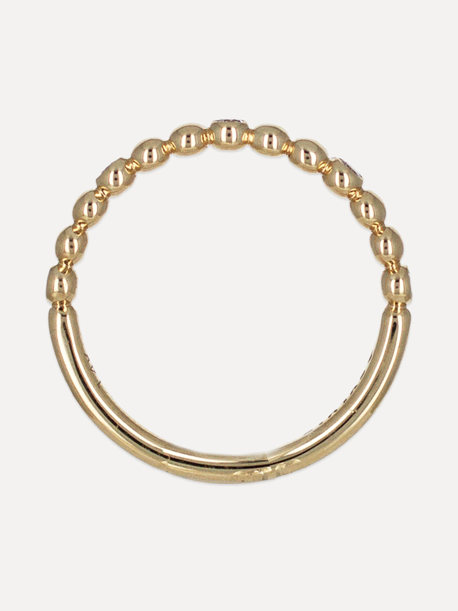 14K Alternating Bead & Diamond Band