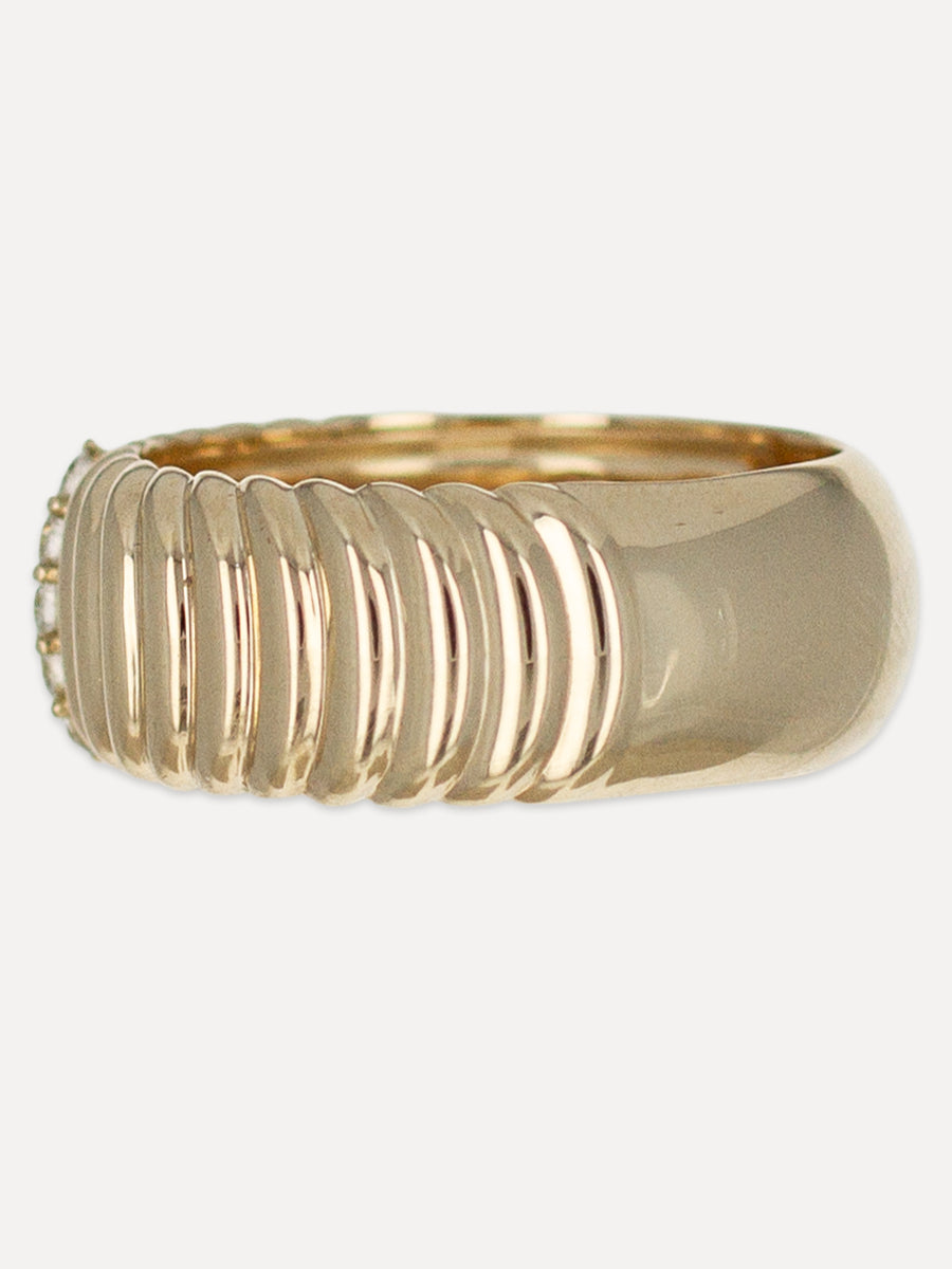 14K Sculpted Dome Diamond Accent Band
