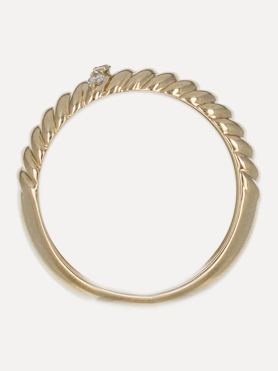 14K Sculpted Dome Diamond Accent Band