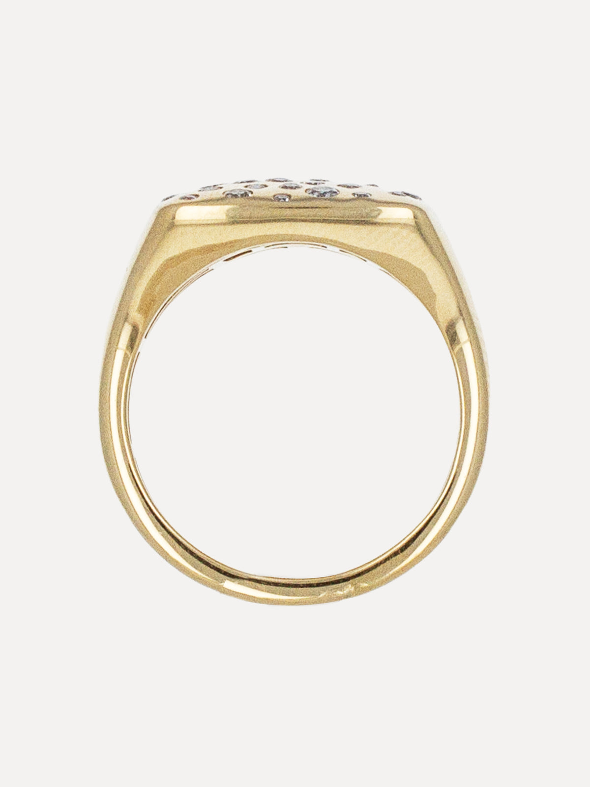18K Diamond Sculptural Square Signet Ring