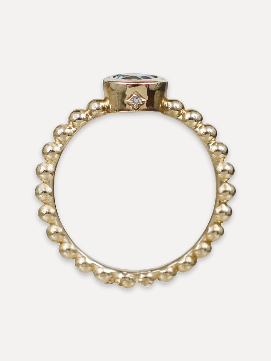 14K Beaded Zircon Stacking Band