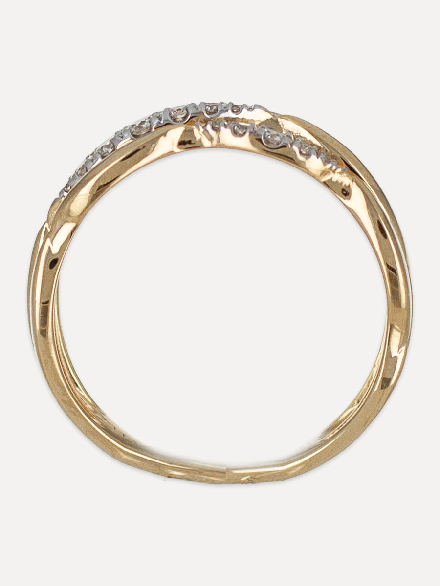 14K Triple Ribbon Pavé Diamond Band