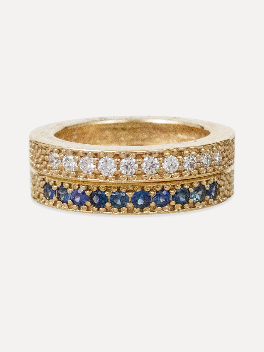 14K Puzzle Piece Beaded Band