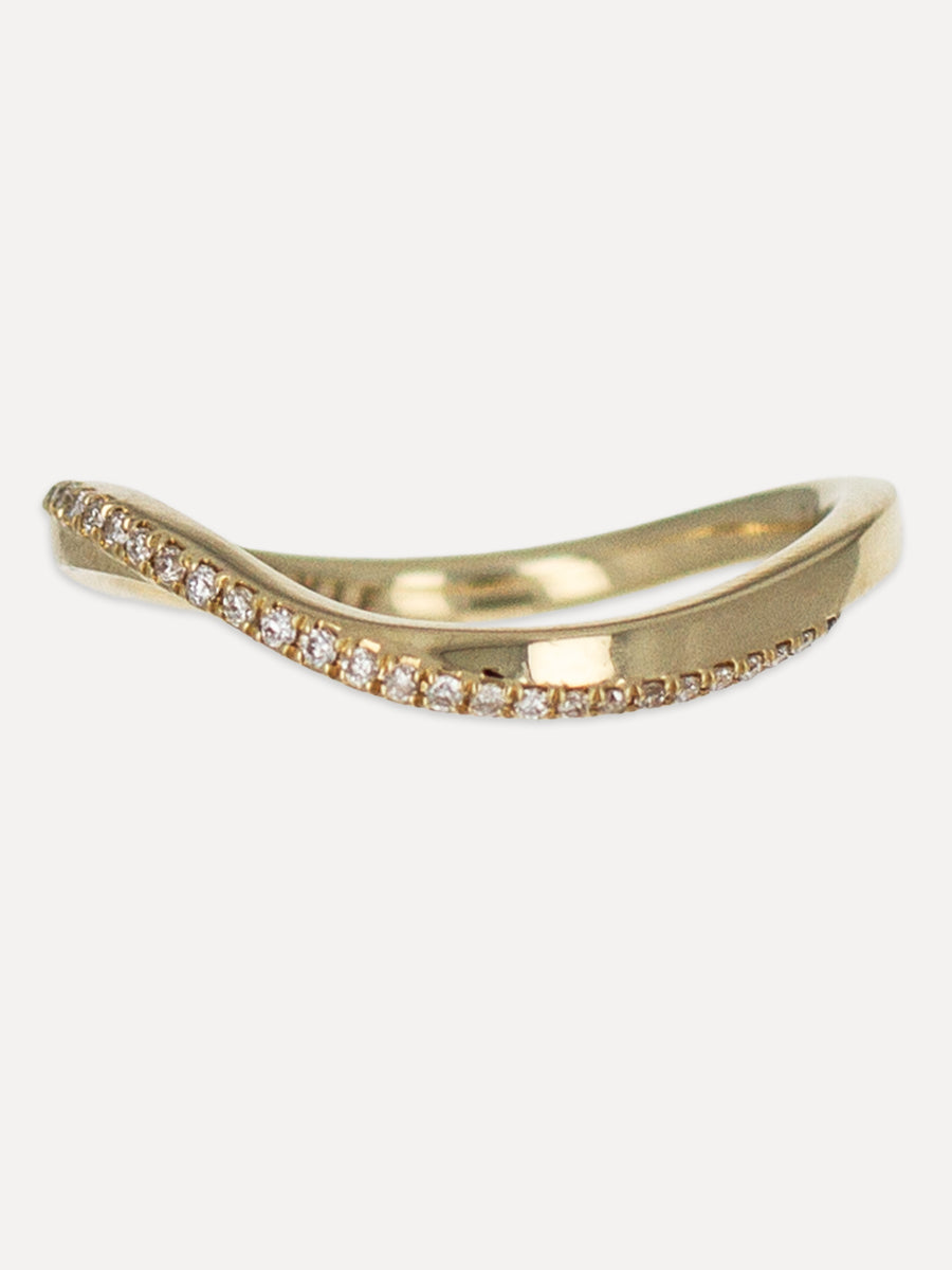 14K Wraparound Wave Pavé Diamond Band