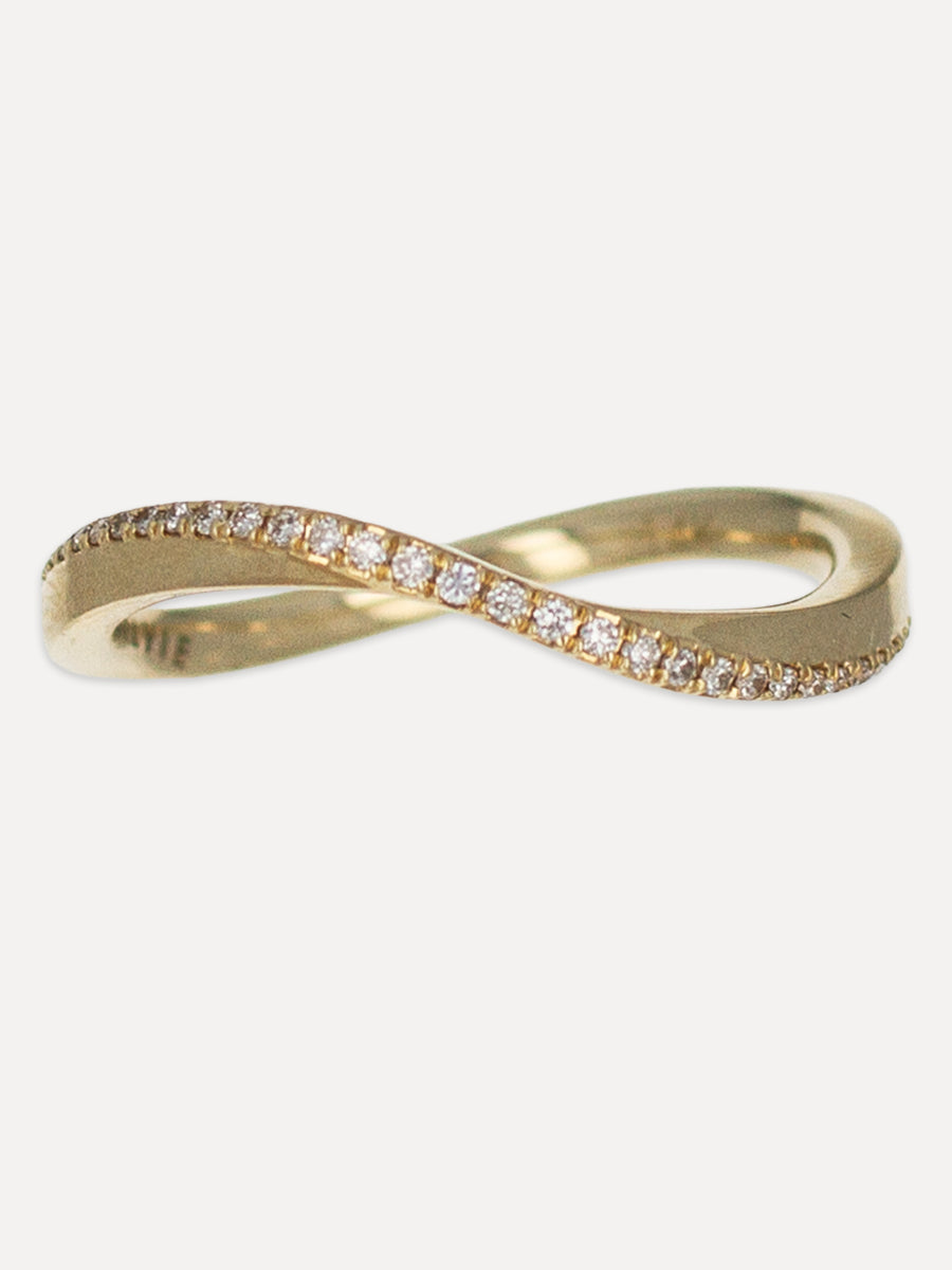 14K Wraparound Wave Pavé Diamond Band