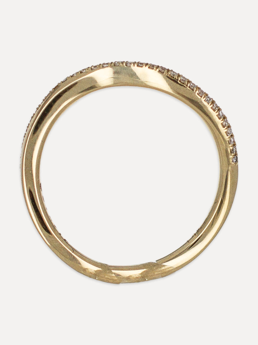 14K Wraparound Wave Pavé Diamond Band