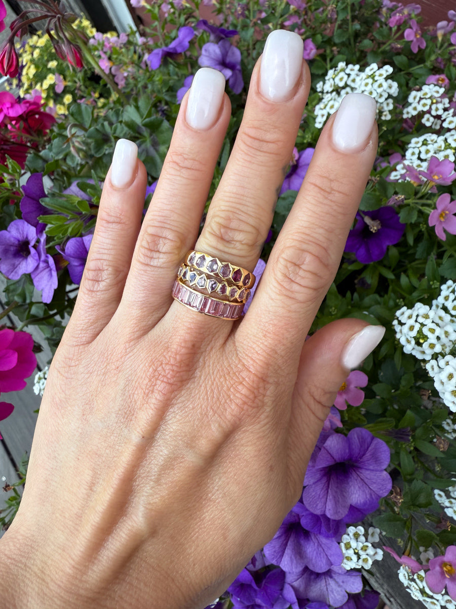 18K Floating Chevron Lavender Sapphire Stacking Ring