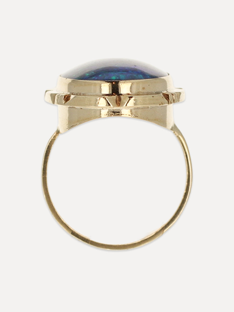 10K Vintage Black Opal Doublet Ring