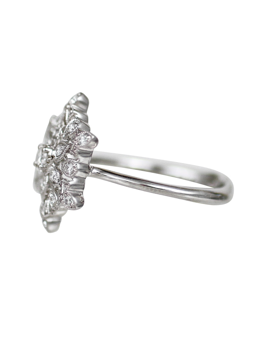 18K Diamond Deco Flower Burst Ring