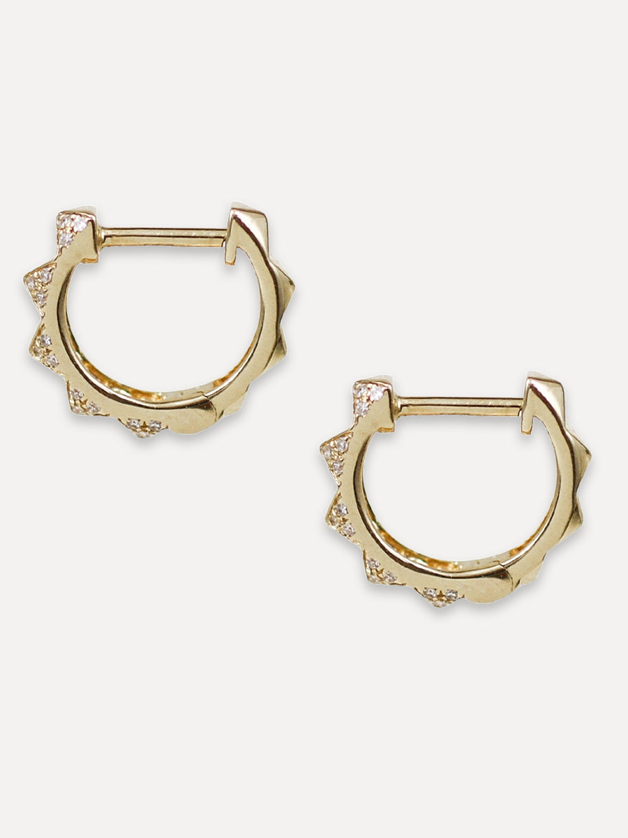 14K Diamond Wide Pyramid Hoops