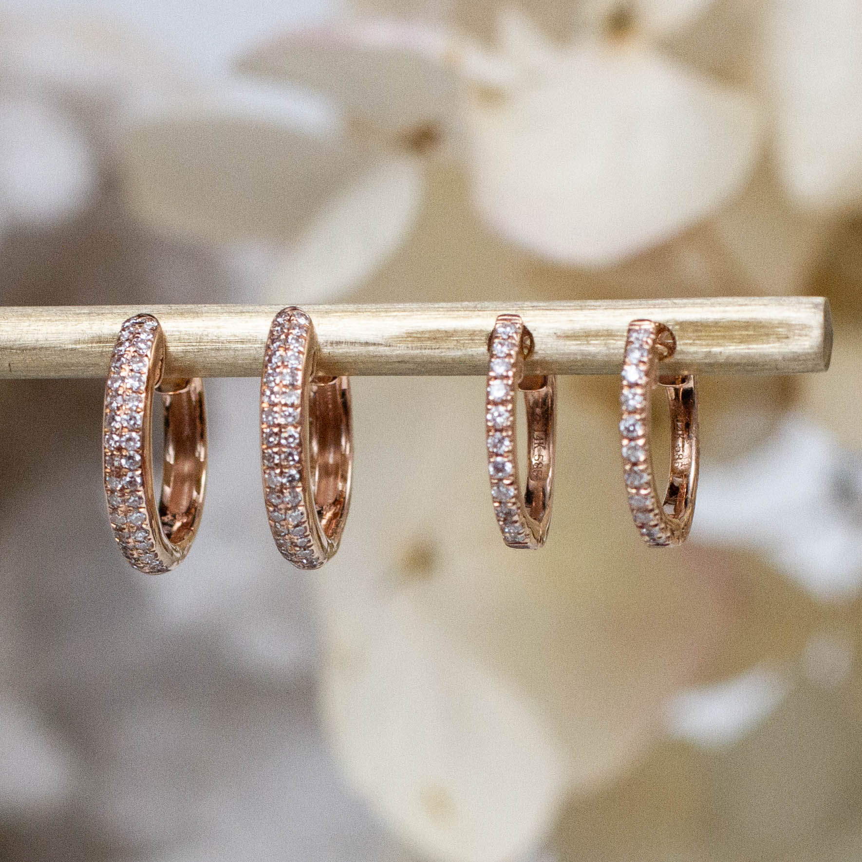 14K Diamond Pavé Huggie Hoops