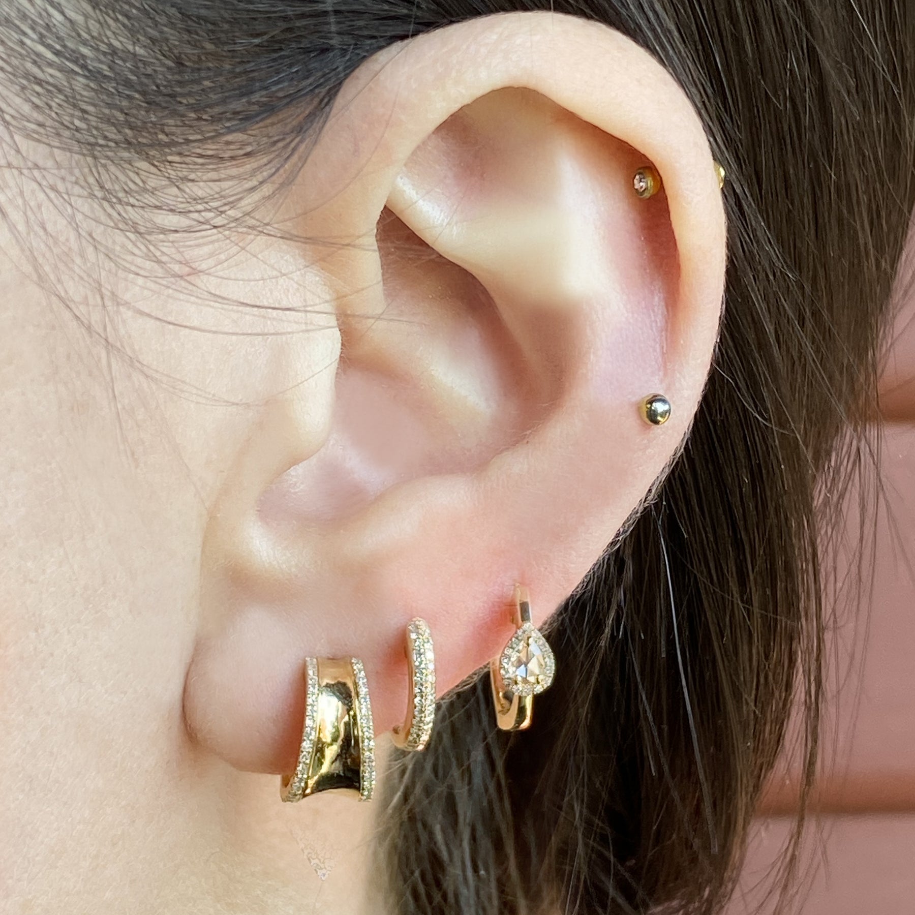 14K Diamond Pavé Huggies